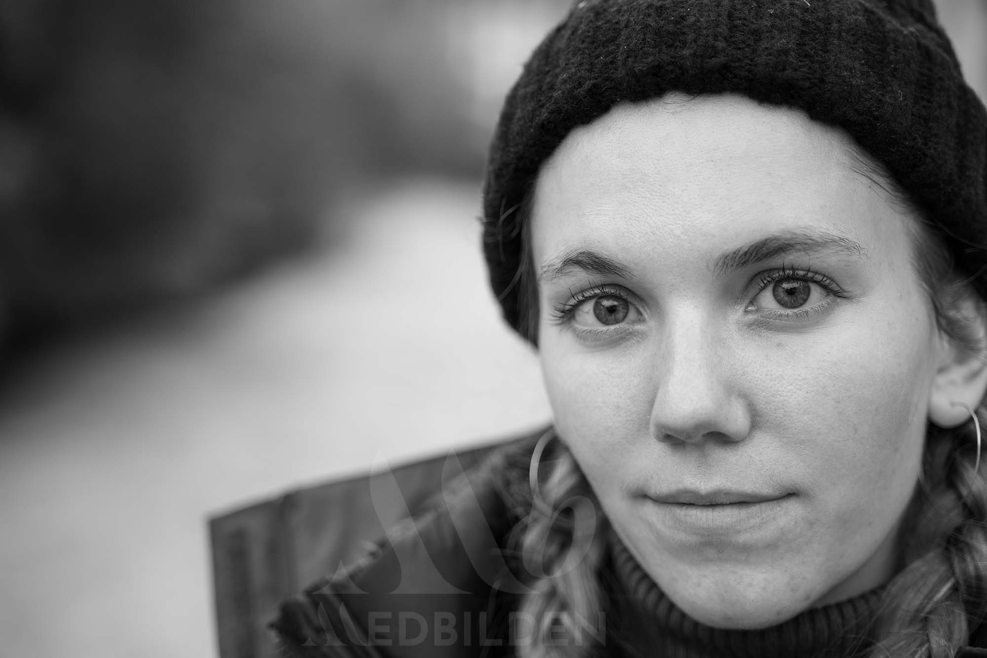 Black-and-white portrait photography of a person